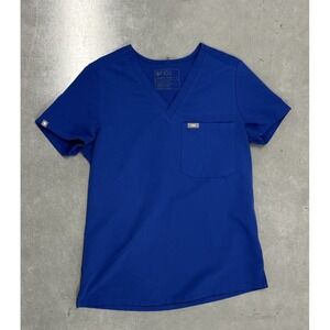 FIGS Technical Collection Scrub Top XS Women's V-Neck‎ Royal Blue